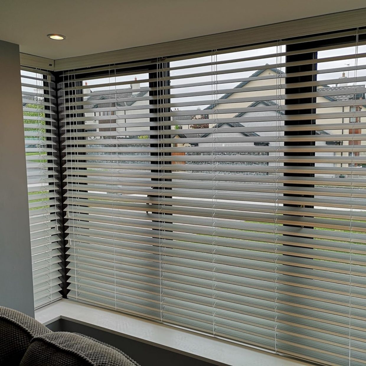 Beautiful Venetians faux wood blinds